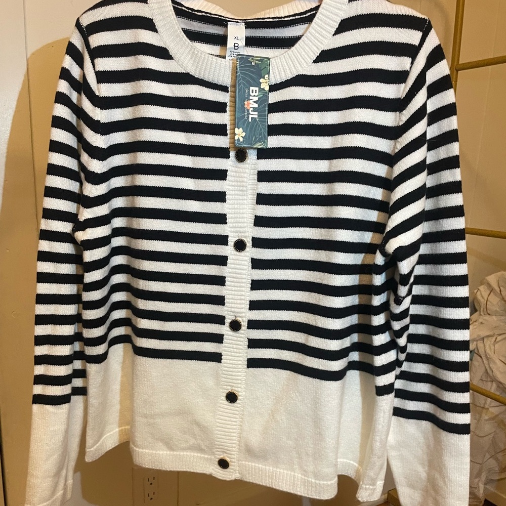 BMJL XL Stripped Cardigan NWT